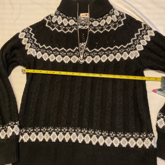Mik Mesh adorable black and white cable knit mock turtleneck 1/4 zip Size L - Picture 3 of 7